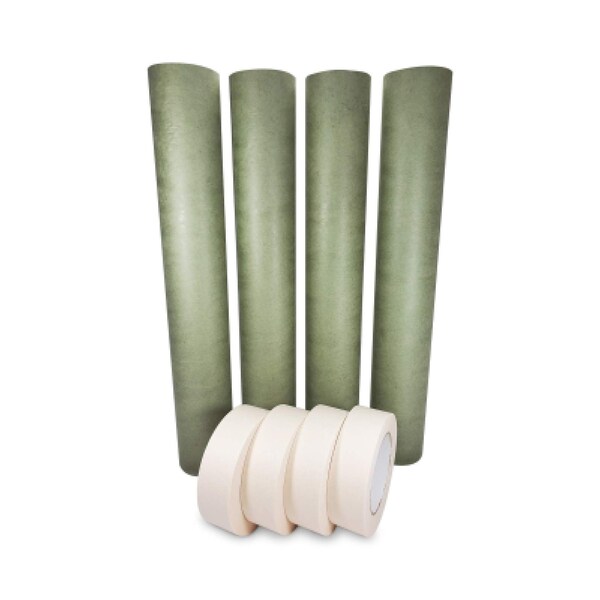 Idl Packaging 18in x 60 yd Green Masking Paper and 1 1/2in x 60 yd GP Masking Tape, for Covering, 4PK 4x GRH-18, 4457-112 - main
